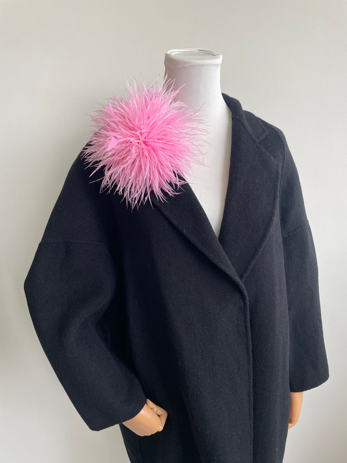 Pink Ostrich Feather Brooch with Triangle Feather Accents