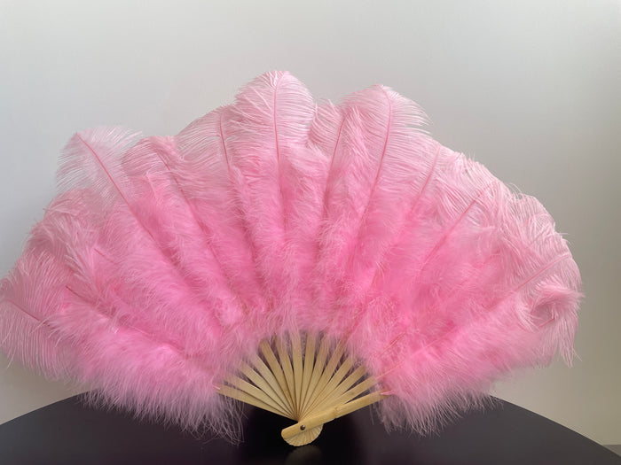 Pink Ostrich Feather Fan