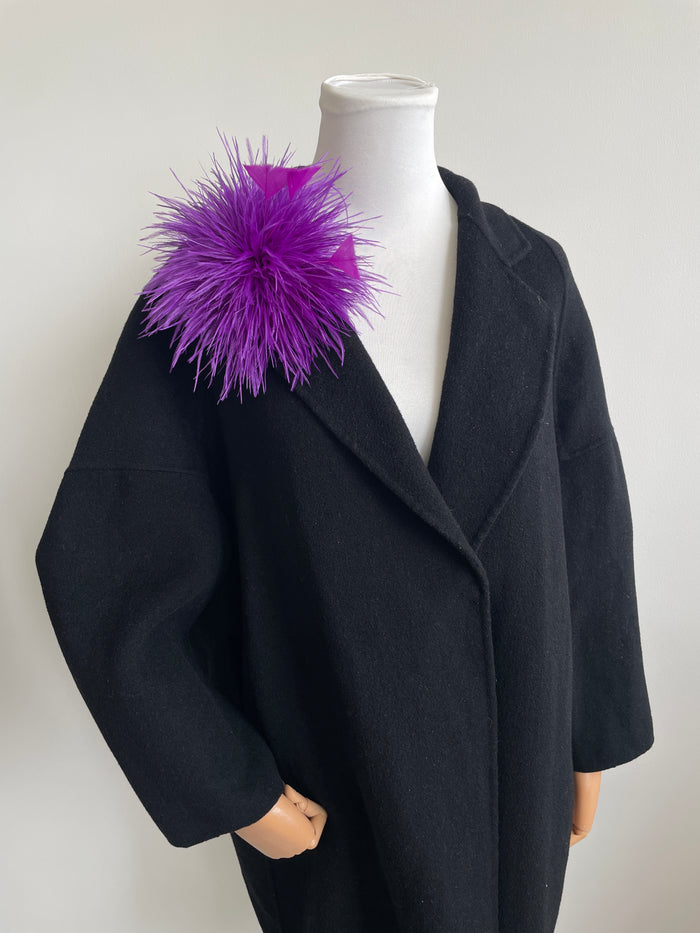 Purple Ostrich Feather Brooch with Triangle Feather Accents