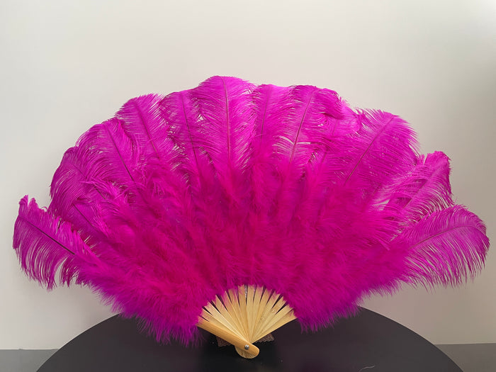 Rose Ostrich Feather Fan