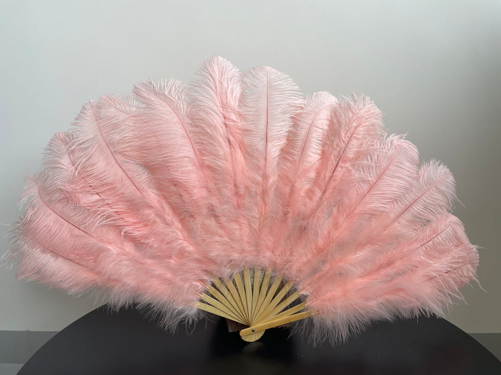Rouge Pink Ostrich Feather Fan