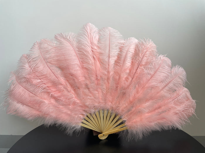 Rouge Pink Ostrich Feather Fan