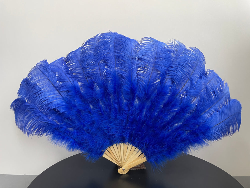 Royal Blue Ostrich Feather Fan