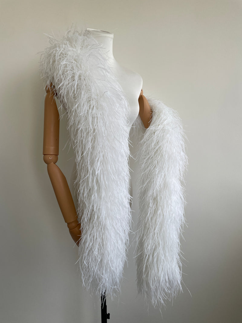 White Ostrich Feather Boa Shawl – Bridal Feather Wrap