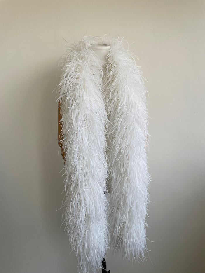 White Ostrich Feather Boa Shawl – Bridal Feather Wrap
