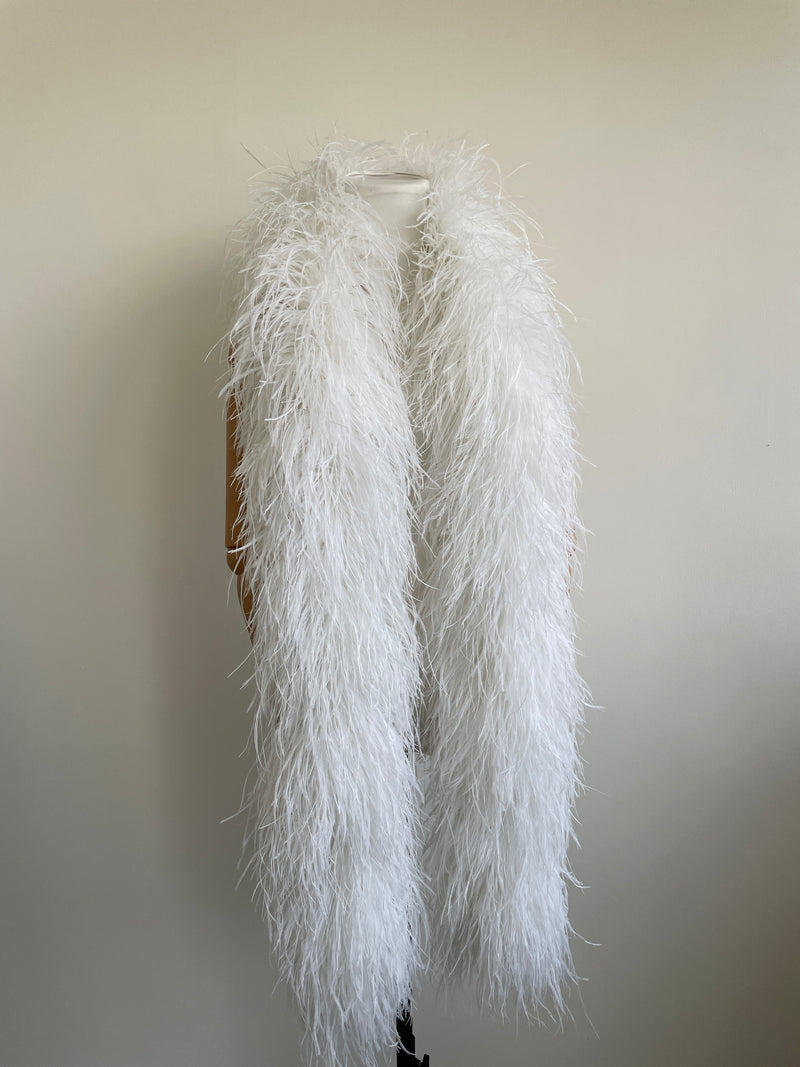 White Ostrich Feather Boa Shawl – Bridal Feather Wrap