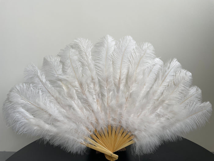 White Ostrich Feather Fan