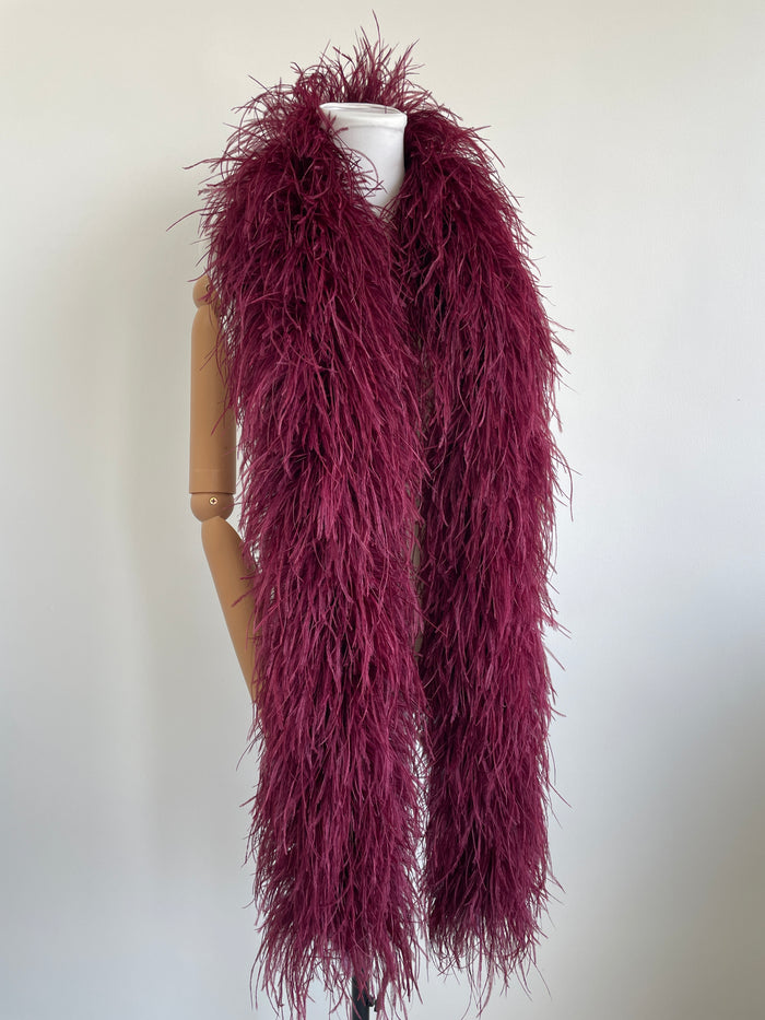 Wine Red Ostrich Feather Boa Shawl – Statement Feather Wrap