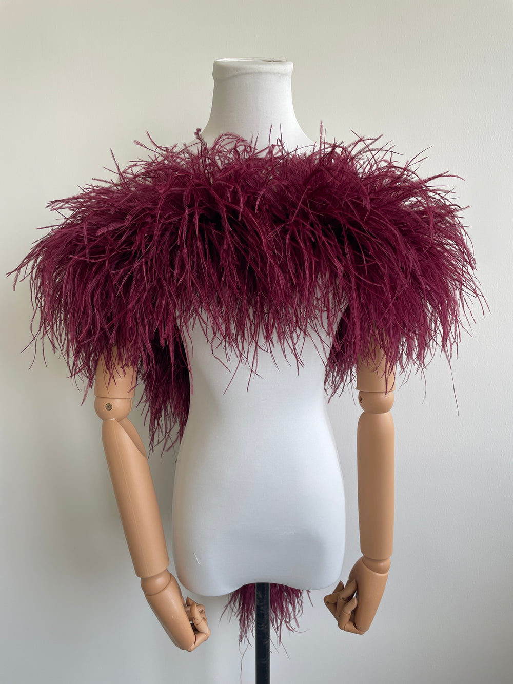 Wine Red Ostrich Feather Boa Shawl – Statement Feather Wrap