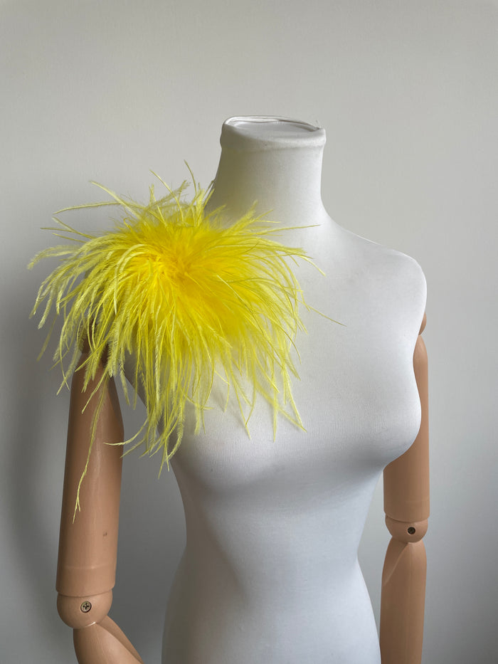 Yellow Marabou Feather Brooch